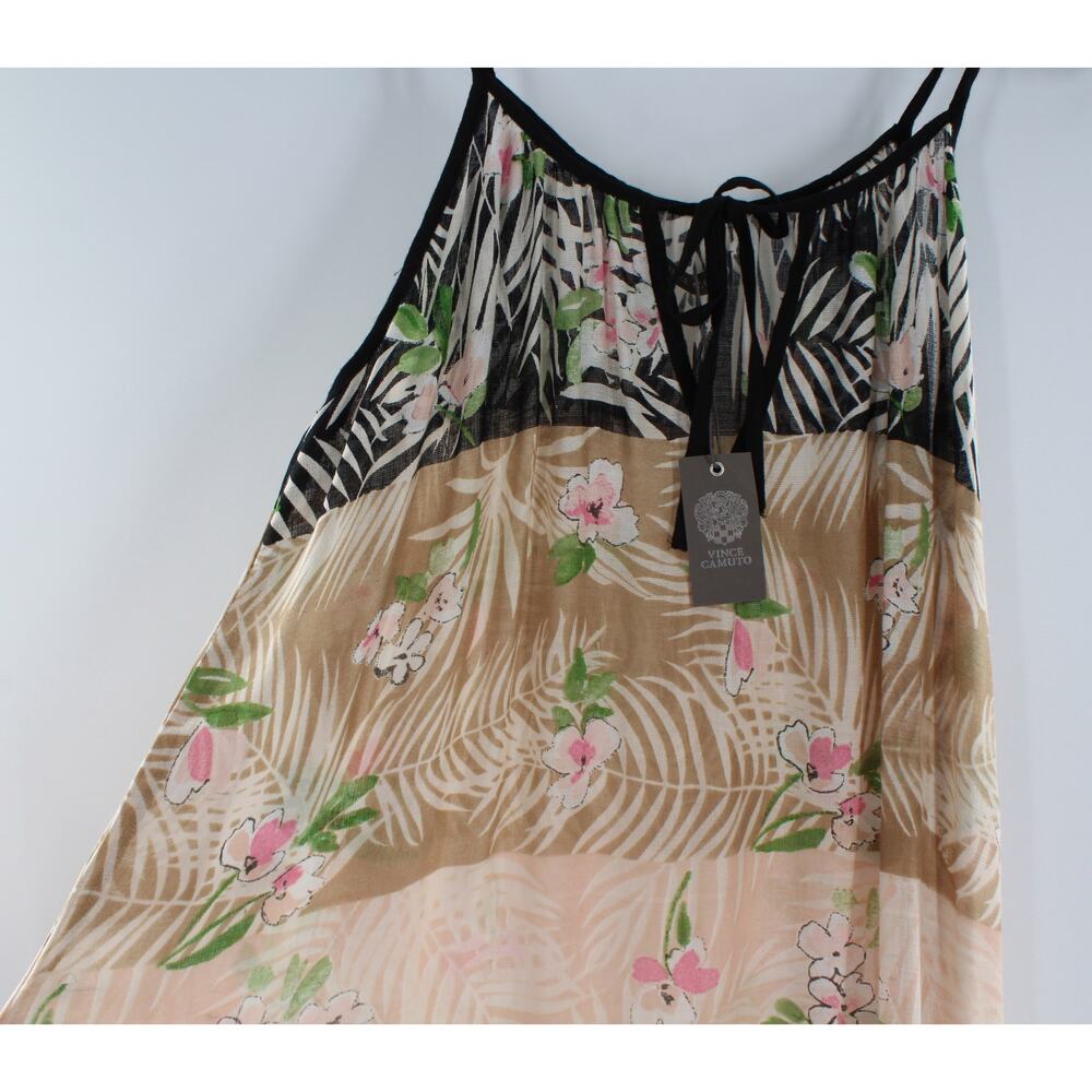 Vince Camuto Color Block Tropical Print Caftan Kimono Cover-Up Top #K213 - Picture 2 of 4